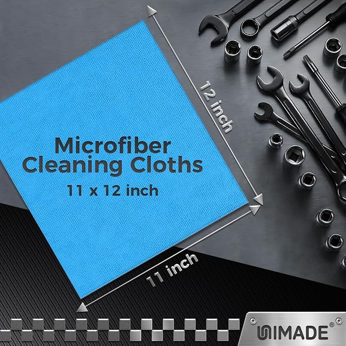 UNIMADE Microfiber Cleaning Cloth, 24 Pack Reusable Microfiber Towels | for Cars Lint Free Cleaning Shop Towel Rags for Home Kitchen Automotive Bar Mechanic Restaurant Garage, 11"x 12", Blue - Image 3