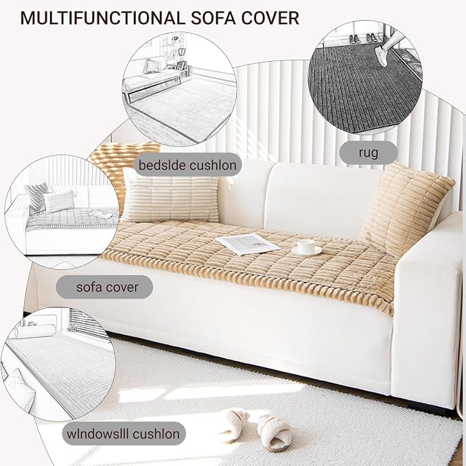 Pet Couch Cover Dogs Washable Non-Slip Couch Protector Fuzzy Cat Sofa Covers for 3 Cushion Sofa Pet Friendly Couch Protector Dog Mat for Couches and Sofa, Coffee, 27.6 x 59.06 - Image 4