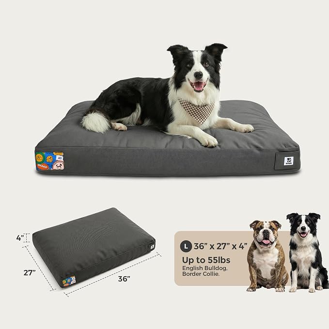 Sytopia 36 Inch Canvas Outdoor Dog Bed for Large Dogs, Durable Dog Bed with Waterproof Machine Washable Removable Cover, Indoor Patio Pet Pad for Crate, Dark Grey - Image 5