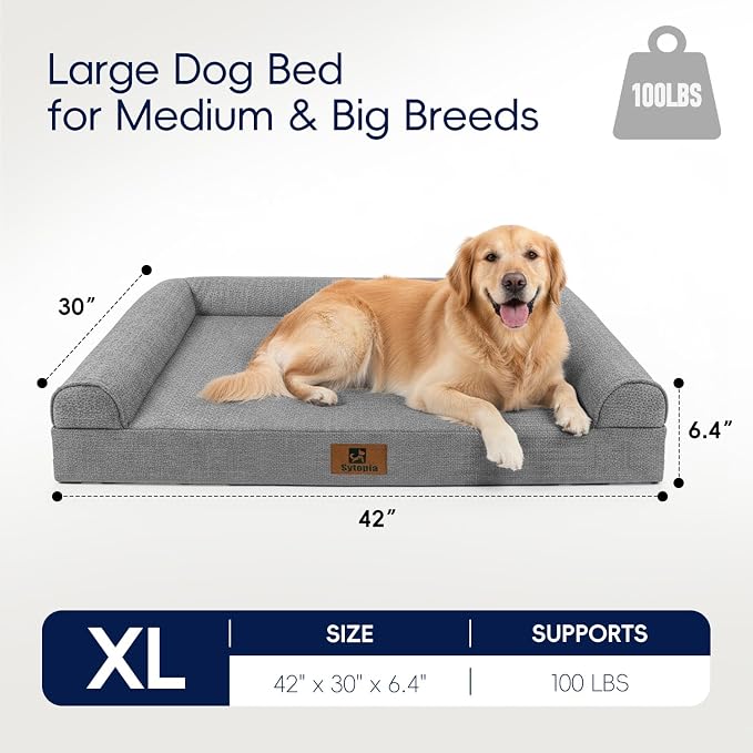 Sytopia 42 Inch Indestructible Dog Beds for Large Dogs, Big Chew Proof Orthopedic Egg Crate Foam Pet Bed with Washable Removable Cover and Anti-Slip Bottom, Grey - Image 7