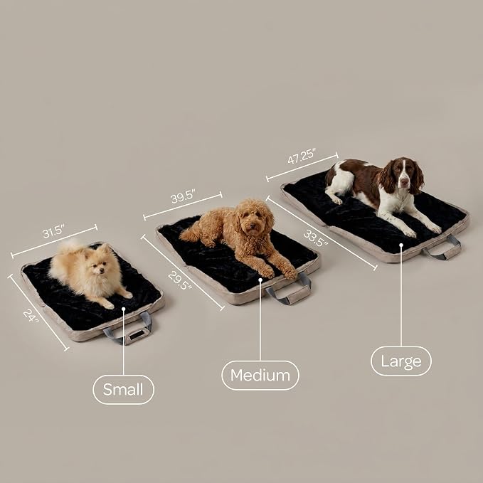 4 Cats & Dogs Gus Travel Bed – Portable Foldable Dog Bed & Pet Cushion Mat with Soft Faux Fur, Water-Resistant Nylon, Zippered Suitcase Design for Camping & Travel- Medium (29.5″ x 39.5″), Sandy - Image 4