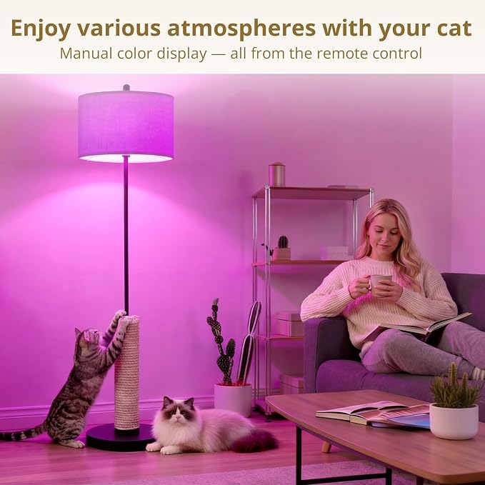 61 Inches Cat Scratching Post, Floor Lamp,Durable Natural Sisal and Heavy Duty Base,Suitable for Living Room Bedroom Dining Room Kitchen - Image 6