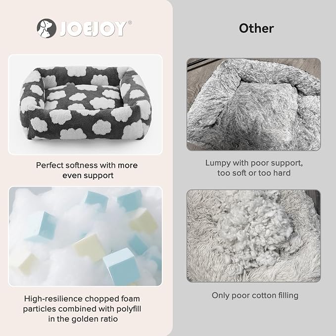 JOEJOY Small Dog Bed for Small Dogs, Rectangle Washable Orthopedic Dog Bed with Removable Zipper Cover, Cute Soft Calming Puppy Pet Bed with Jacquard Shaggy Plush & Non Skid Bottom - Image 4