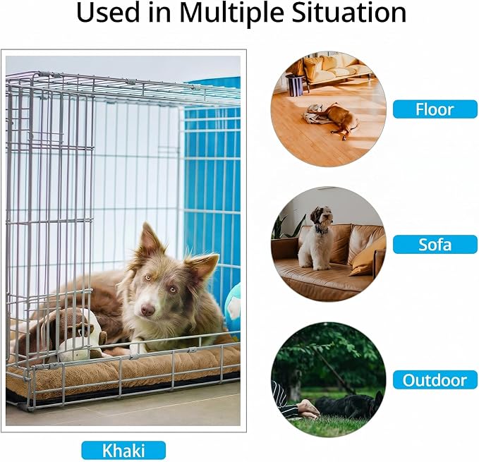 Dog Crate Pad Washable Dog Bed for Crate Small Cozy Mat 24-Inch Camel | Ultra Soft Kennel Pad,Anti-Slip Bottom,Fits for Most Metal Crates,Comfortable Sleeping Pet Mat - Image 3