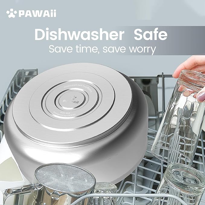 Pawaii Dog Bowl,34 oz Stainless Steel Food and Water Bowl,ID Tag,1 Pack | Double-Wall Design,Non-Slip Rubber Base,Dishwasher Safe,Smooth Open Design, Not a Slow Feeder,Easy-Rinse Interior - Image 5