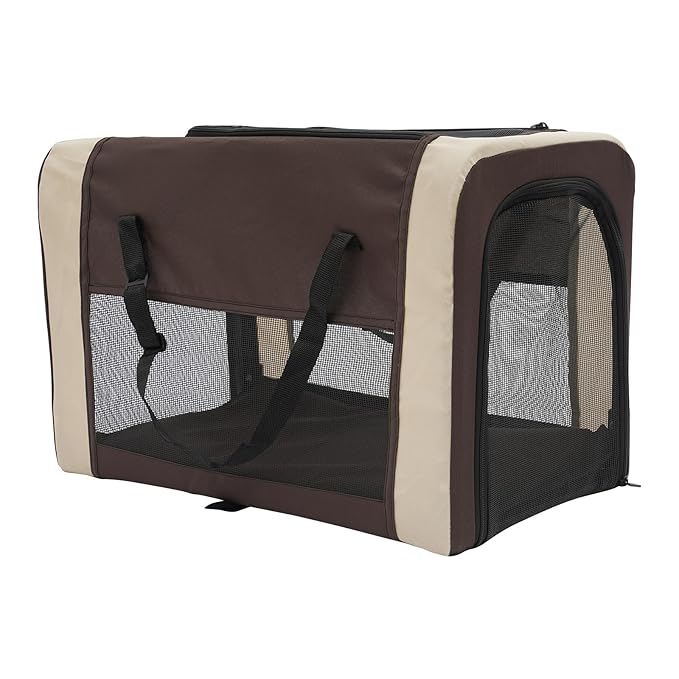 Double Dog Stroller with 4 Wheels, Foldable 3-in-1 Cat Pet Stroller with 2 Detachable Carriers,Reversible Handle, Steel Frame, Safety Belt for Small Medium Dogs Cats(Coffee Color)