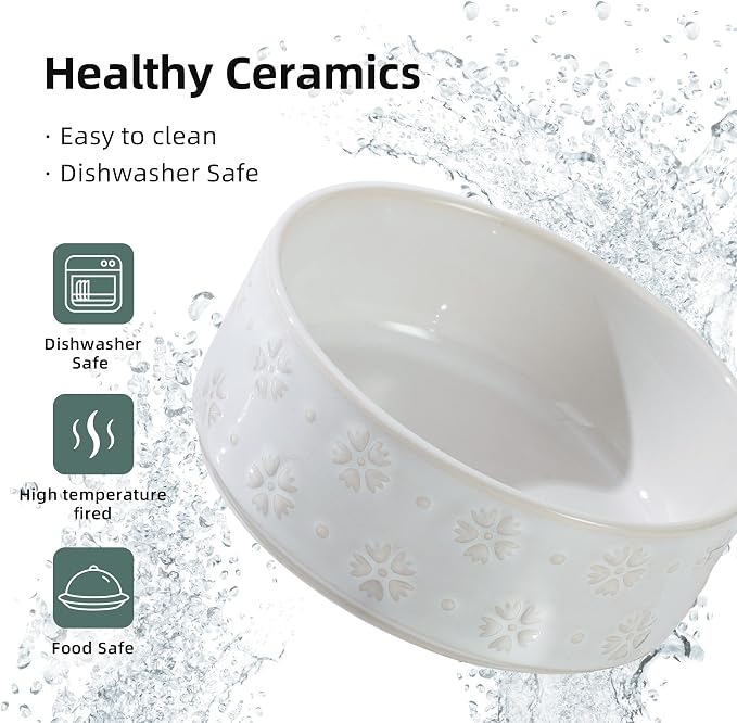 Havniva Elevated Dog Bowls, Ceramic Raised Dog Bowl with Stand | 5.1” Dog Food Bowls Elevated, Dog Food and Water Bowl Set, Non-Slip Acacia Wood Stand, Small Dogs Bowl, 1.6 Cups 13.5 oz - Image 7