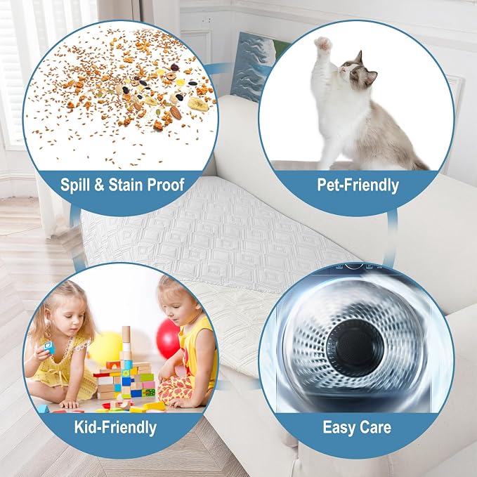 Genina 100% Waterproof Couch Cover for 3 Cushion Couch Sofa Cover for Dogs, Anti-Slip Sofa Covers Washable Couch Covers for Sectional Sofa L Shape Couch Protector, 1 Piece (Off White, Sofa Large) - Image 4