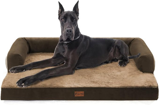 Orthopedic Washable Dog Bed for Extra Large Dogs, 53x42in, Brown | Orthopedic Foam Eases Joint Pressure, Bolsters Supports Head And Neck, Washable Pet Beds, Removable Cover, Non-Slip Bottom by CasaPaw