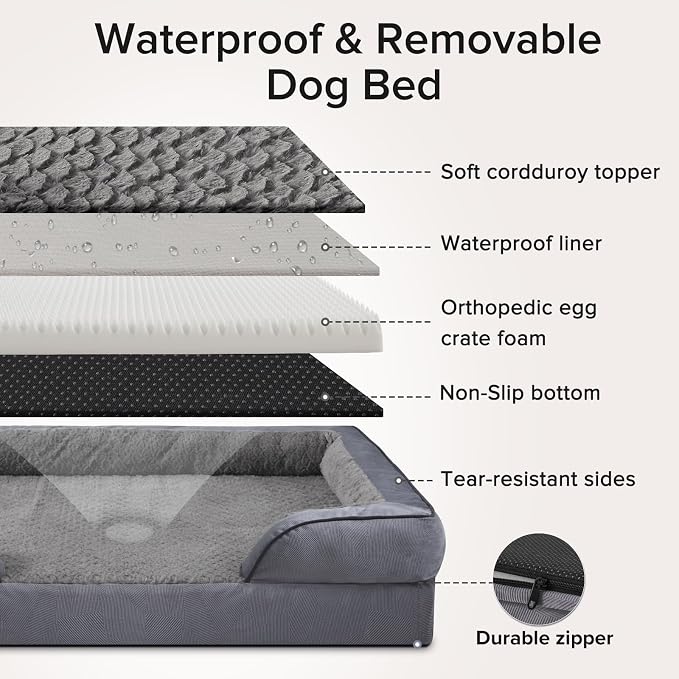 INVENHO XXL Plus Orthopedic Dog Beds Large Sized, XL Washable Dog Sofa with Egg-Crate Foam, Waterproof Lining and Non-Skid Bottom - Image 8