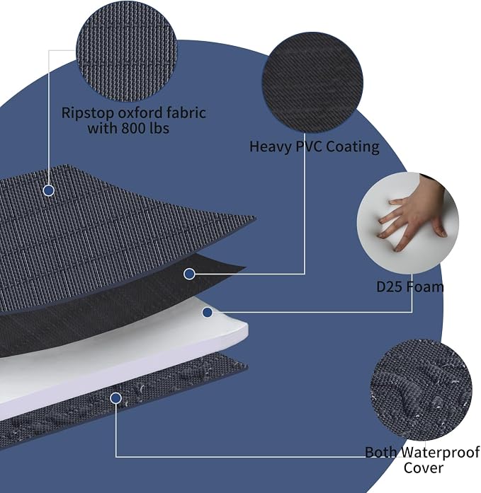 Durable Outdoor Dog Bed Chew Proof Stable Crate Mat Indoor cat Bed Anti Mild Bite Kennel Pad with Removable Fully Waterproof Cover (Charcoal, XXX-Large(52x36x2.5in)) - Image 2
