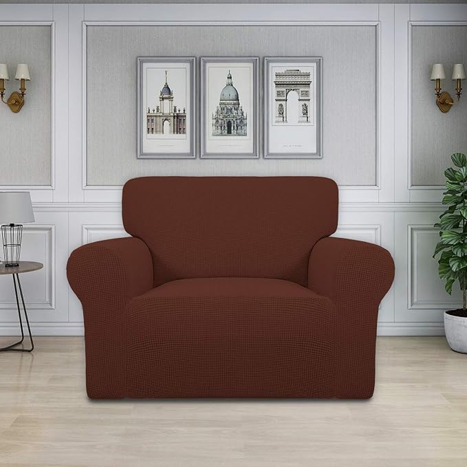Easy-Going Stretch Oversized Chair Slipcover with Arm Washable Coffee | 1-Piece Large chair covers armchair Furniture Protector for Living Room chair and a half cover Soft For Kids, Pet. - Image 2