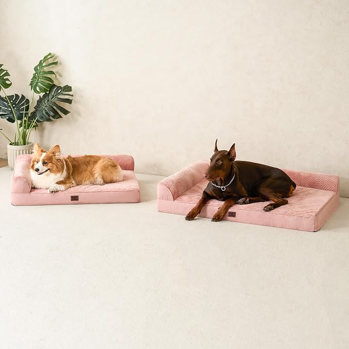 EHEYCIGA XL Dog Bed Memory Foam for Crate, Extra Large Dog Bed Orthopedic with Washable Removable Cover, Waterproof Pet Sofa Couch XLarge Size Dogs, 41x27x6.5, Pink - Image 9