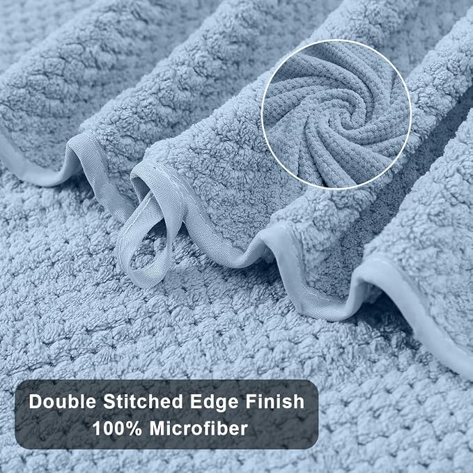 Hailea Extra Large Bath Towels Set 35x70 Inches - Blue Luxury 600 GSM Oversized Bath Sheet Towel,Ultra Soft Microfiber - Quick Dry,Highly Absorbent Shower Towels Spa Hotel Bathroom Towel Set (4-Pack) - Image 9