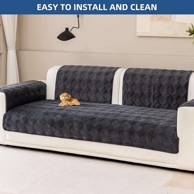 Eismodra Sectional Couch Covers,L Shape Sofa Slipcover Furniture Protector for Dogs Cats Pet Chaise Lounge 3 Cushion Couch Loveseat,Dark Gray 43 x 63 inches (Only 1 Piece) - Image 7