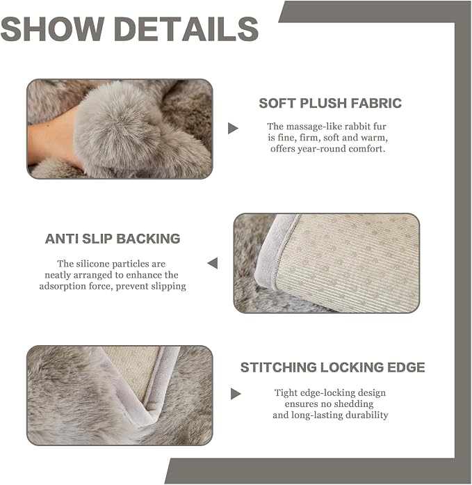 DREAMINGO Faux Fur Couch Backrest Cover, Soft Plush Sofa Covers for Pet Washable, Non Slip Furniture Protector for 2-3 Cushion Couch Sofa, 35.4x35.4 Inch, Grey - Image 4