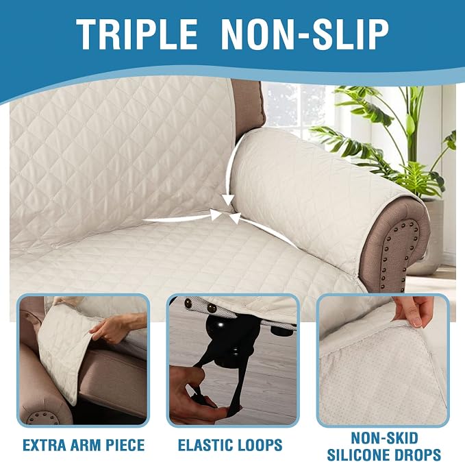 H.VERSAILTEX Sofa Covers for 3 Cushion Couch, Dog Couch Protector, Furniture Covers for Pets, 100% Waterproof Cover with Non-Skid Backing & Elastic Straps(Sofa, Coconut Milk) - Image 7