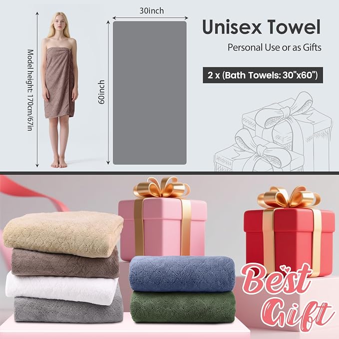 JML Microfiber Bath Towels, 2 Pack, 30 in x 60 in, Chocolate | Hanging Loop, Super Soft, Absorbent, Lint Free, Fade Resistant, Lightweight, Quick Dry, Use for SPA , Sauna, Salon Hair Wrap - Image 3