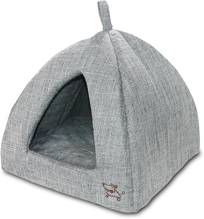 Best Pet Supplies Cat Bed for Indoor Cat, Domed Tent House with Removable Pillow, Covered Cat Cave for Small Dog, Puppies and All Breeds of Cats - Gray Linen, 19 x 19 x H:19" by BestPetSuppliesLLC