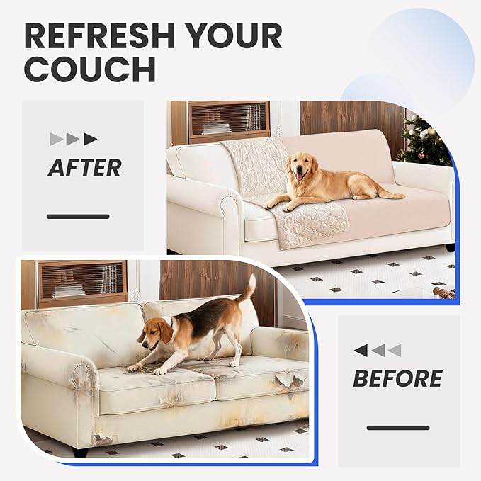 Waterproof Dog Bed Cover, Non-Slip Dog Blanket for Couch, Couch Covers for Dogs Washable, Pet Blanket for Furniture, Pet Bed Mat for Sofa, Car, Pet Supplies (68x82 Inch, Beige) - Image 7