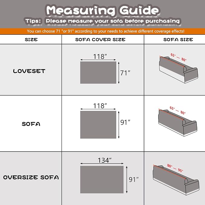 MYSKY HOME Couch Cover Sofa Covers for 3 Cushion Couch, Dog Couch Cover Protector for Sectional Sofa Covers Couch Protector, Non Slip Furniture Covers for Pet Cat, 91" x 118", Grey - Image 7