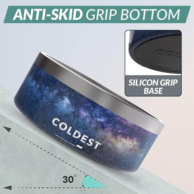Coldest Dog Bowl - Anti Rust Metal, Non Slip, 3 Layers Insulated Stainless Steel Dog Bowls - Spill Proof & Heavy Duty - Water Bowl for Dogs, Cats & Pets, Dish Washer Safe (100 oz, Into The Beyond) - Image 2