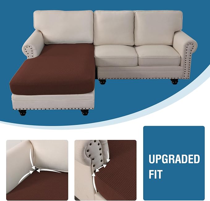 H.VERSAILTEX Sectional Couch Covers 1 Piece Chaise Slipcover L Shape Separate Cushion Couch Cover for Both Left/Right Sectional Couch (Seat Only: 1 Chaises, Burnt Brick) - Image 4