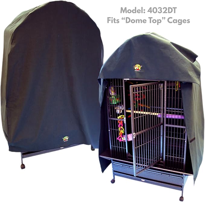 Cozzzy Bird Model 4032 DT Cage Cover, Black, 64" H | Poly-Cotton, Dome Top Bird Cages 38"–40" W x 30"–32" D, Extra Large Parrots, Sleep and Light Reduction - Image 2