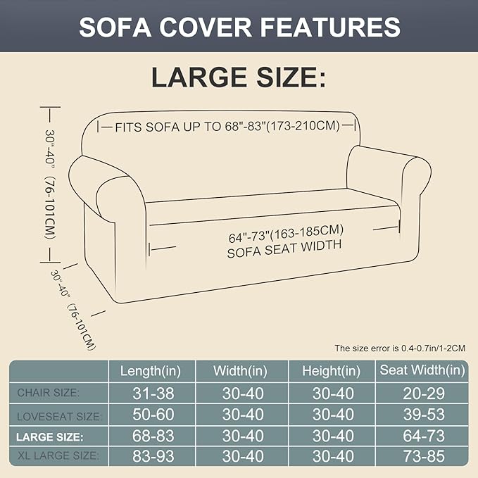 Stretch Couch Covers for Sofa Washable, Large, Burgundy | 3seat sofa covers for 3 cushion couch, Furniture Protector Couch Slipcover cubre sillones para sala for Kids, Dogs - Image 5