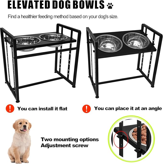 INGIORDAR Elevated Dog Bowls 4 Height Adjustable Dog Feeding Station 2 Bowl | Metal Pet Food Feeder Dish Station Non-Slip Dog Bowl Stand Stainless Steel Food Water Bowl for Medium Large Small Dogs - Image 3