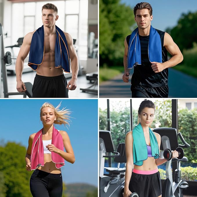 Sfee 4 Pack(8Pcs) Microfiber Travel Towel, Quick Dry Towel Camping Towel Super Absorbent Compact Lightweight Sports Towel Swim Gym Beach Towels Set for Gym, Hiking, Pool, Backpacking, Bath, Yoga - Image 3