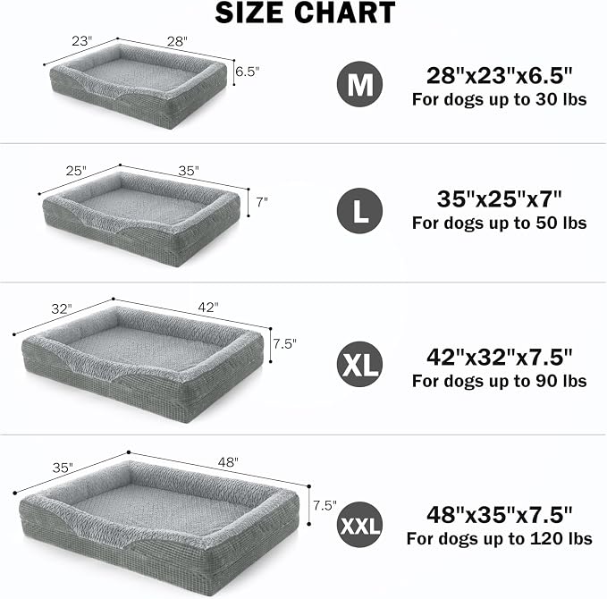 INVENHO Orthopedic Dog Beds Large Sized, XL Washable Egg-Crate Memory Foam Dog Couch Bed with Washable Removable Cover, Waterproof Lining and Nonskid Bottom - Image 7