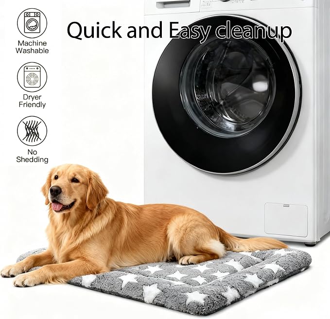 Dog Bed Mat, Reversible Crate Pad & Durable Dog Bed - Machine Washable Kennel Mat with Ultra Soft for Large Dogs (Cool/Warm), 35" x 23", Grey&Star - Image 7
