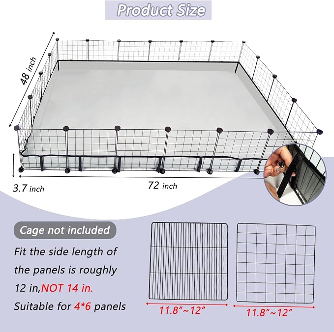 Guinea Pig Cage Liner Tarp Bottom Waterproof and Washable Base Also for Rabbits, Bunny, Chinchesillas, Hedgehog, Ferrets and Other Small Animals(48x72 inches) - Image 2