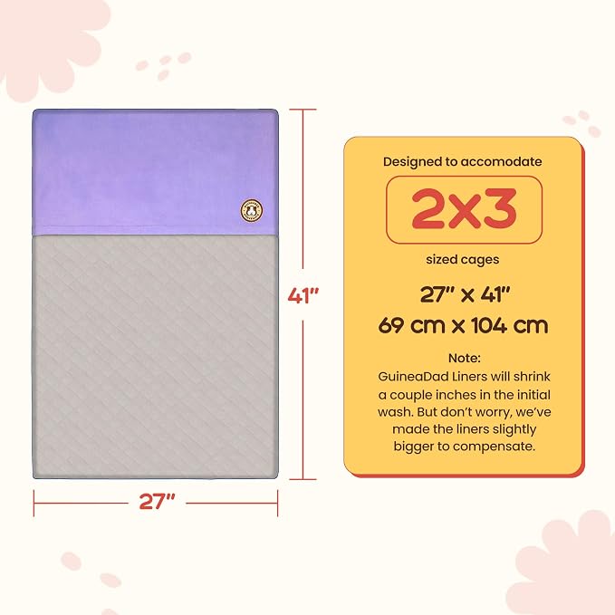 GuineaDad Original Liner - Yellow Fleece Guinea Pig Bedding - Reusable Guinea Pig Cage Liner - Extra Absorbent with Waterproof Bottom and Burrowing Pocket - Small Pet Supplies - 2x3 C&C - Image 2