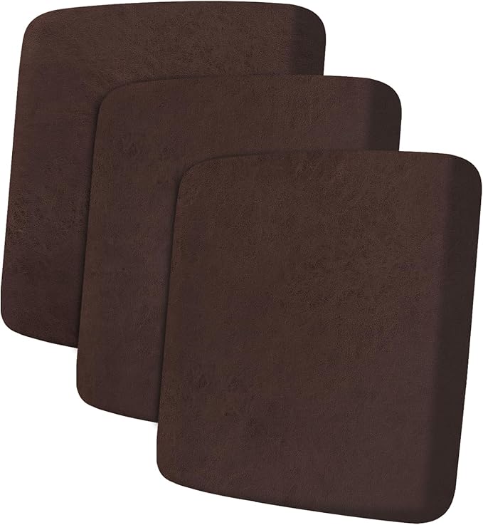 ANARACHON Leather Look Couch Cushion Covers Sofa Seat Slipcovers Sets Couches Furniture Protector for Sectional Armchair Loveseat Pets Kids Stretch Spandex Fabric (3 Cushion Sofa, Chocolate) by ANARACHON