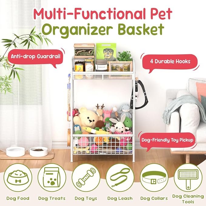 Kaiferty Indestructible Medium Dog Toy basket, Toy Box for Dogs,Pet Toys Bin Dog Metal Wire Basket for Toys, Food Storage, Storage Organizer Chest Storage, Toy Box for Living Room Area (White) - Image 7