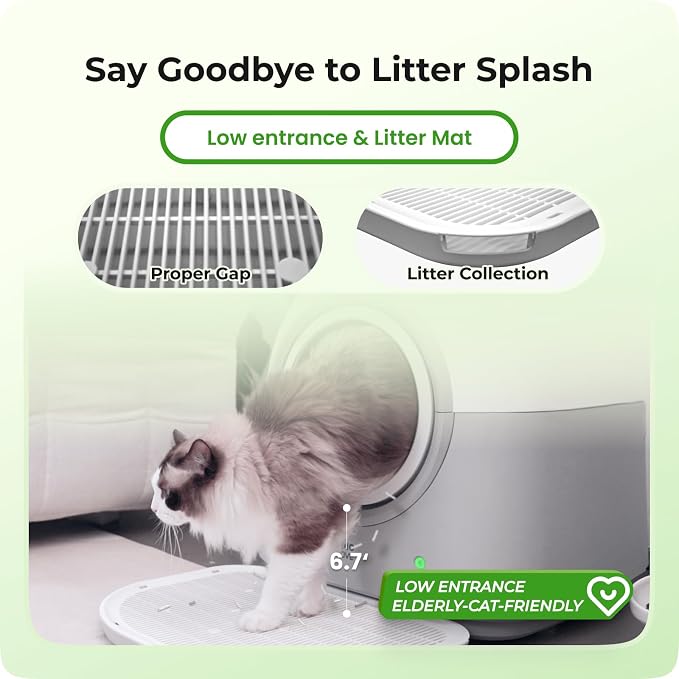 HHOLOVE Self Cleaning Litter Box Automatic with Safety Sensors, Odor Control, Real-Time Health & Weight Monitor, Ultra-Quiet, 60L Large Capacity for Multiple Cats, 2026 Version - Image 5