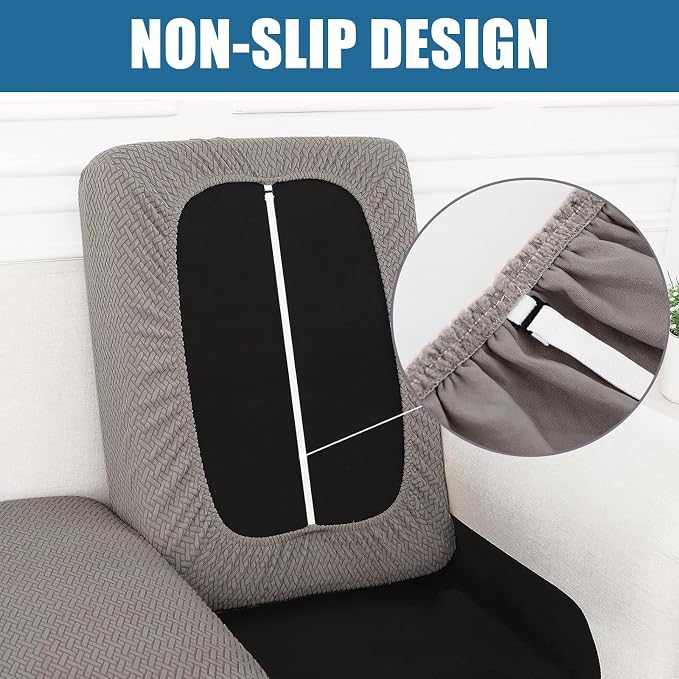 Smiry Waterproof Couch Cushion Covers, L Shape Sectional Couch Covers | Stretch Jacquard Chaise Lounge Sofa Slipcover, Washable Elastic Furniture Protector for Pets, Chaise, Taupe - Image 3
