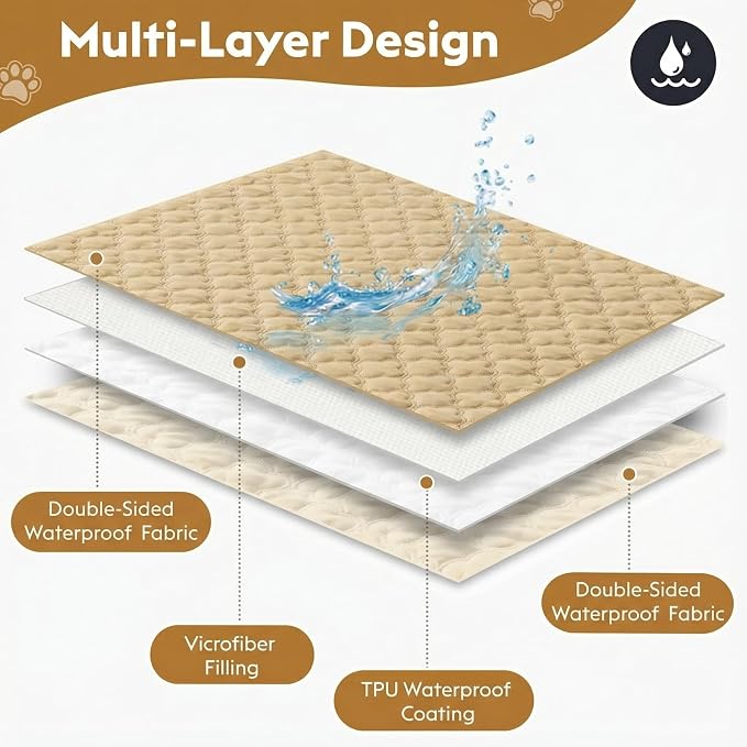 FunFurry Waterproof Dog Blanket, Couch Cover for Dogs Washable, Reversible Dog Bed Cover, Couch Furniture Protector. (Dark＆Light Beige, 30 X 53 Inch - 1 Pack) - Image 7