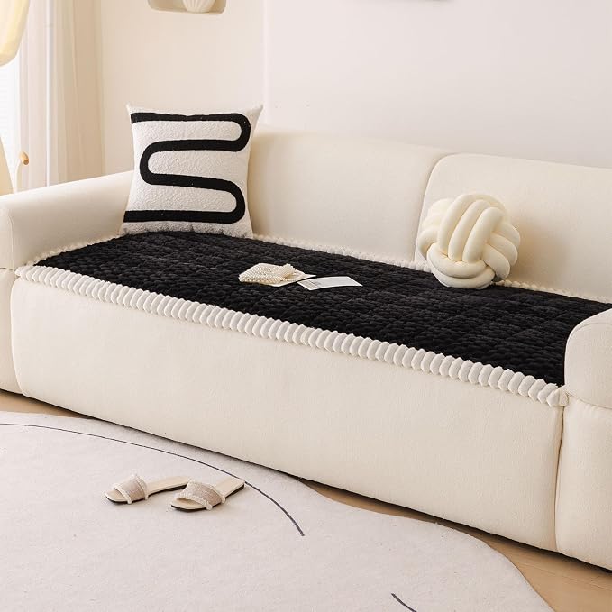 VClife Soft Fuzzy Couch Cover for Dog, Modern Black Couch Cover, Non-Slip Pet Friendly Sofa Cover Multi-Functional Furniture Protector, Washable Pet Bed Mat for Couch, 27.6" x 70.9" | Soft Thick Couch Covers for 3 Cushion Couch Sofa Pet Friendly, Scrat... - Image 9