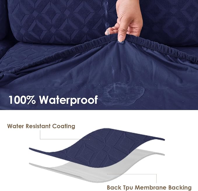 Genina Waterproof Couch Cushion Covers for Pets Washable Sofa Seat Covers | Non Slip,Stretch Jacquard Fabric,Pet Hair & Scratch Protection,Easy Installation,Furniture Protector,Sofa Cover - Image 3
