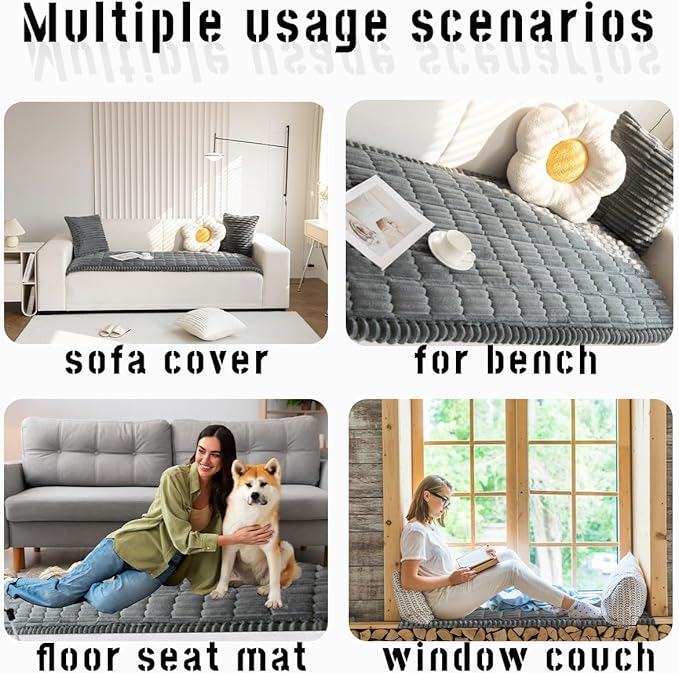Mitid Sofa Cover Fuzzy Couch Cover for Pet, Couch Covers for Dogs Pets Mat | Washable Non-Slip Sofa Slipcover Cushion Protector Pets Friendly Mat, Dog Couch Cover, Square Couch Covers for Dogs Non Skid - Image 6