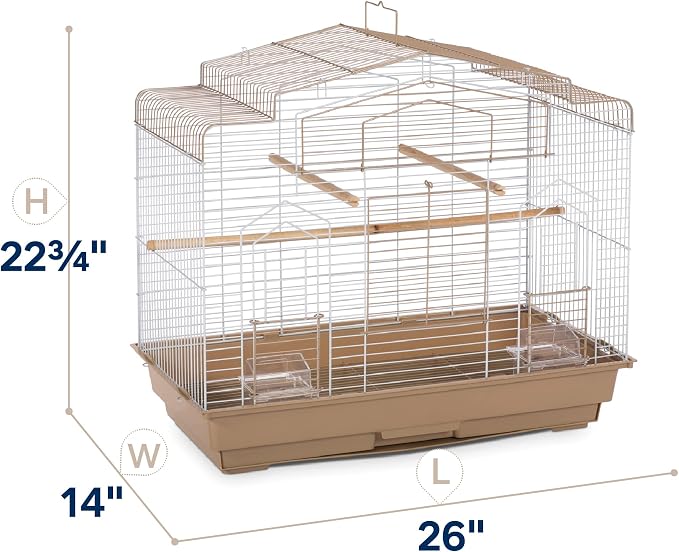 Prevue Pet Products Barn Style Bird Cage - Ideal for Parakeets, Parrots, Lovebirds, Conures, Canaries, and Similarly Sized Birds, Wide Barn Style Design, Stand Alone Cage - Brown & White - Image 3