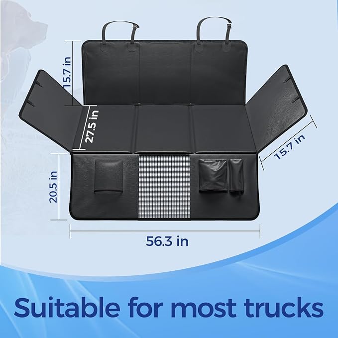HOB4U Truck Back Seat Extender for Dogs, Hard Bottom Dog Car Seat Cover | Waterproof PU Leather, Anti-Scratch, Larger Space, Supports Up to 400lbs - Image 7