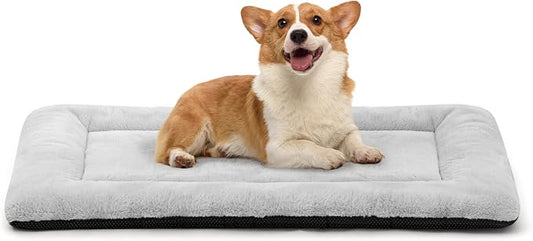 Dog Crate Pad 30 Inch, Washable Plush Crate Mat for Medium Dogs, Non Slip Kennel Pad for Metal Wire Crates, Cushioned Support for Indoor Use, Grey by ZENGAOOU