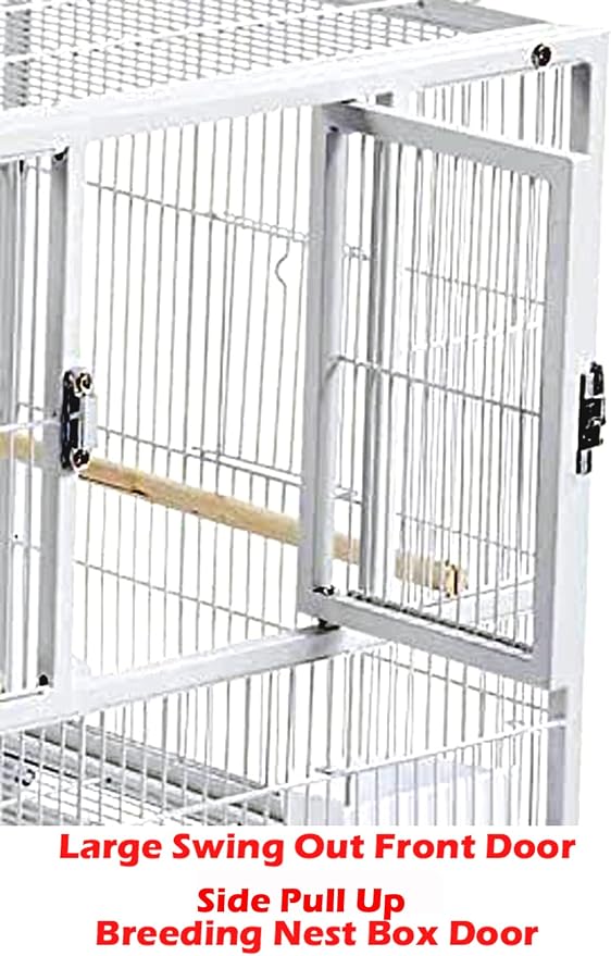 Combo Single Stacker Sturdy Wrought Iron Breeding Center Divided Breeder Bird Flight Double Metal Cage with Side Breeding Nest Box Doors - Image 4