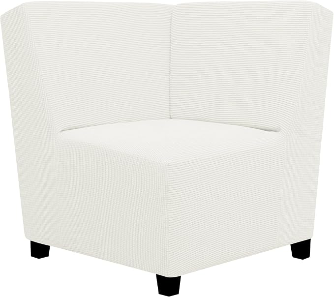 Easy-Going Stretch Soft Sectional Corner Sofa Couch Slipcover Cream | 1-Piece Sofa Cover Furniture Protector with Bottom For Kids, Pet, Spandex Jacquard Machine Washable for Living Room by Easy-Going