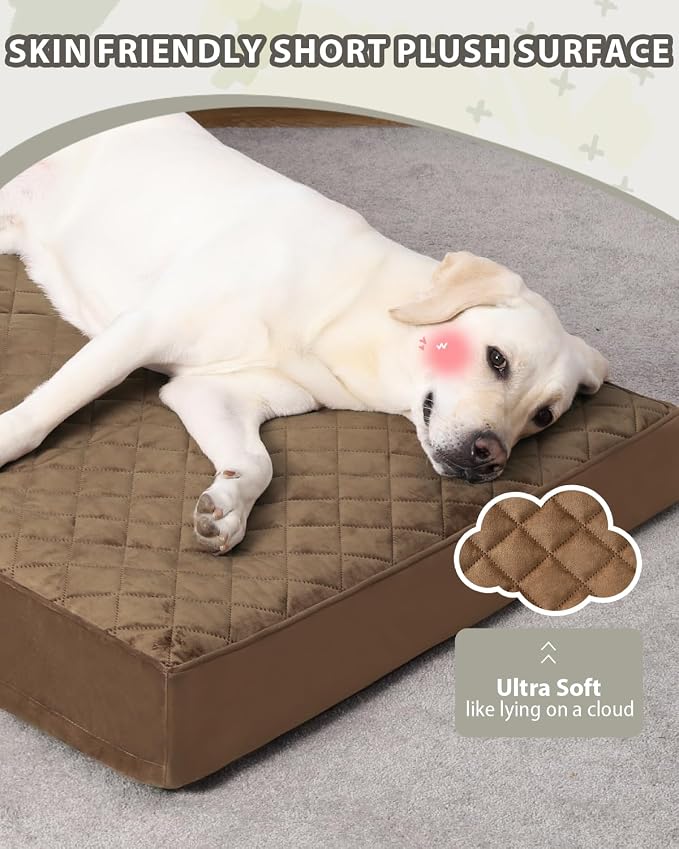 NUPIDA Orthopedic Dog Beds for Extra Large Dogs Waterproof with Removable Washable Cover and Non-Slip Bottom, Quilting Dog Mattress for Crate, 47x29 Inch, Brown - Image 3