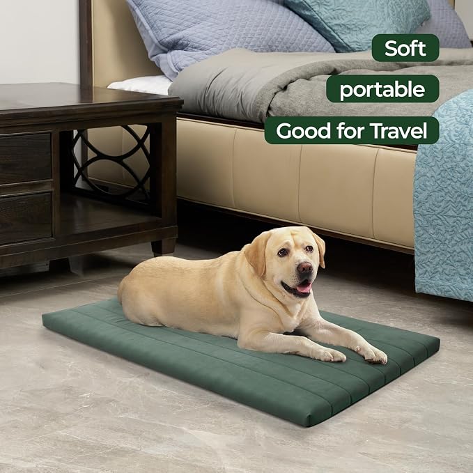BALANCE Dog Crate Bed, Orthopedic Dog Bed Pad with Waterproof Liner, Washable Crate Foam Pet Mat for Large, Medium, Puppy Dogs Breeds, Mint Leaf, 48"x30"x2" - Image 4
